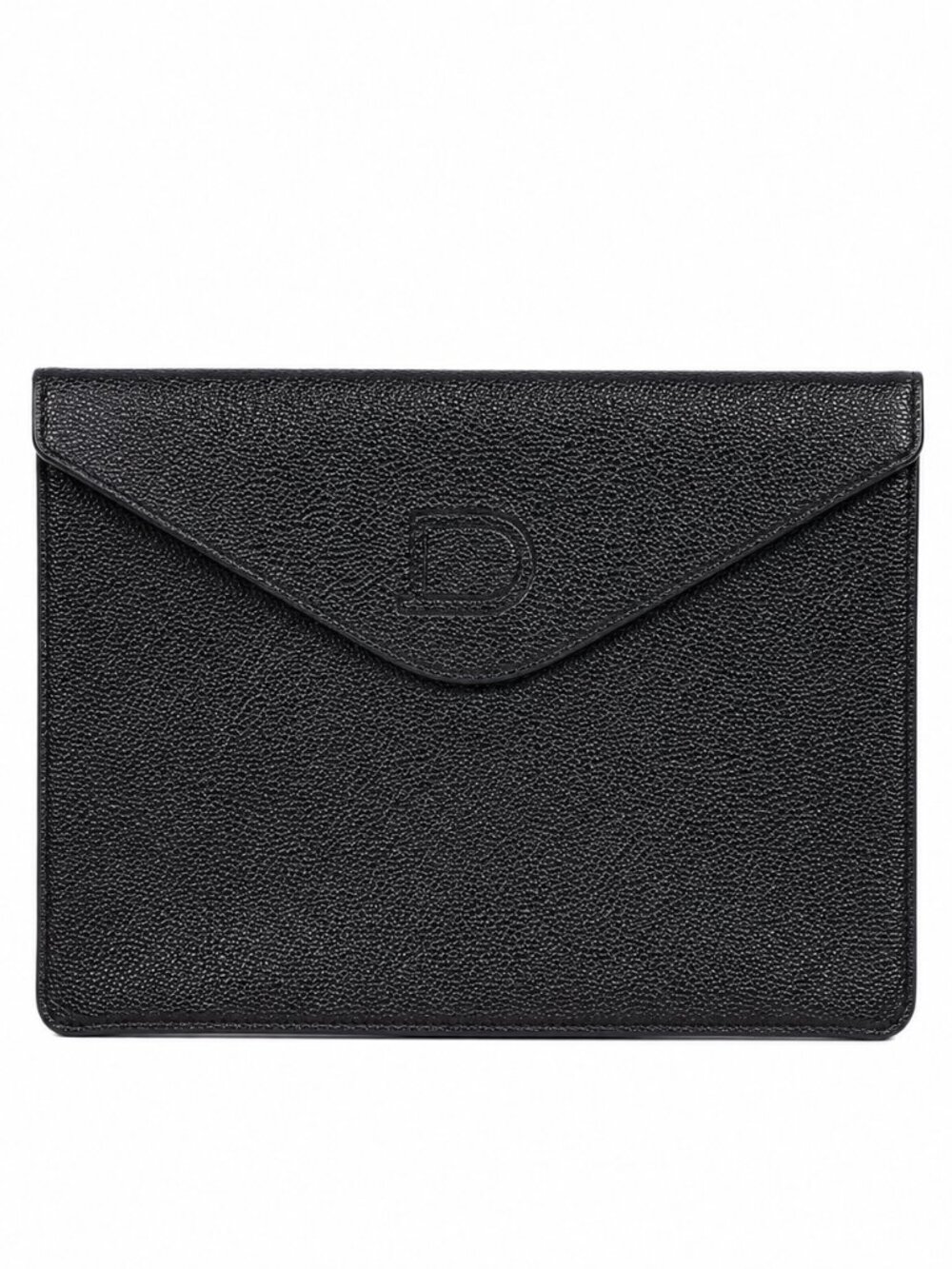 Delvaux Black Leather Envelope Clutch Portfolio